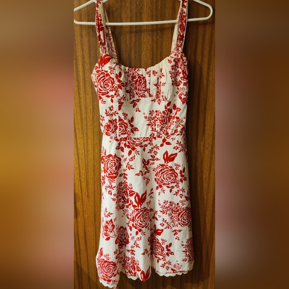 Red & White Floral Sundress